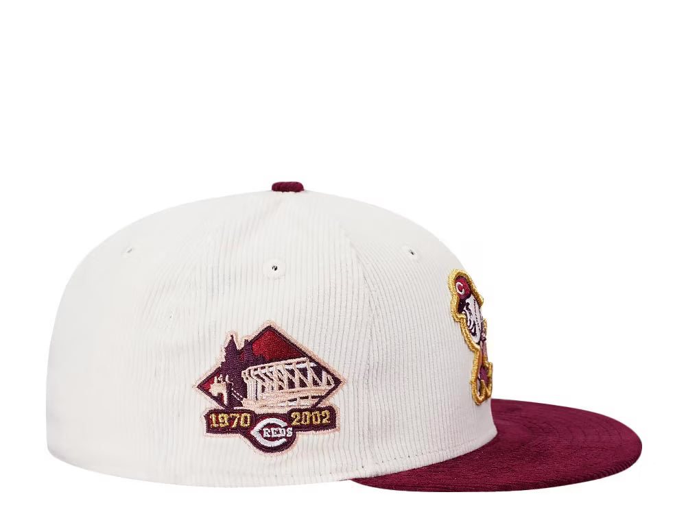 CINCINNATI REDS — RIVERFRONT STADIUM — CREAM MERLOT TWO TONE CORDUROY