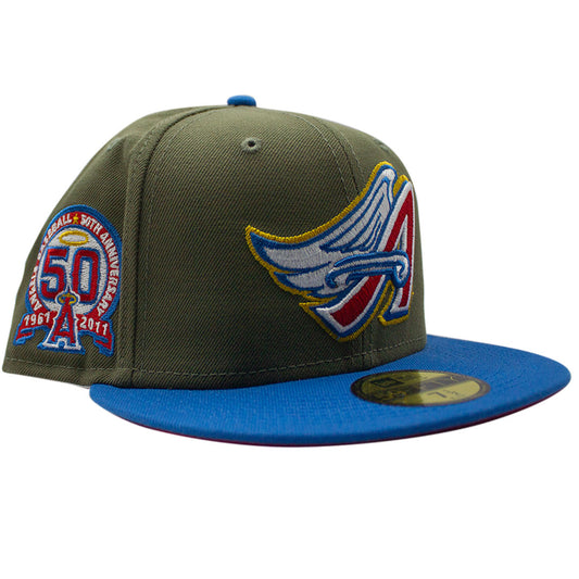 NEW ERA LOS ANGELES ANGELS 50TH ANNIVERSARY PATCH OLIVE, BLUE & RED