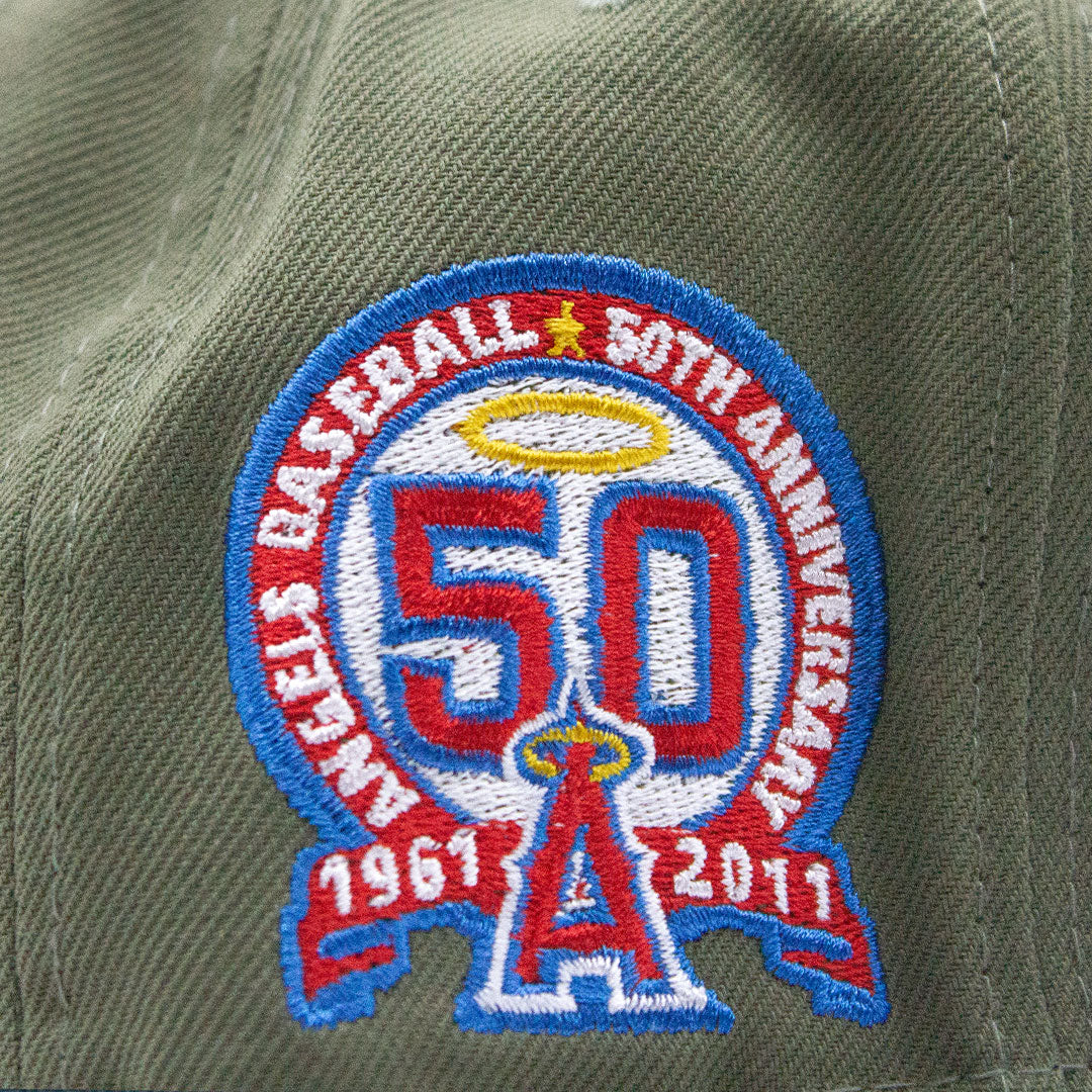 NEW ERA LOS ANGELES ANGELS 50TH ANNIVERSARY PATCH OLIVE, BLUE & RED