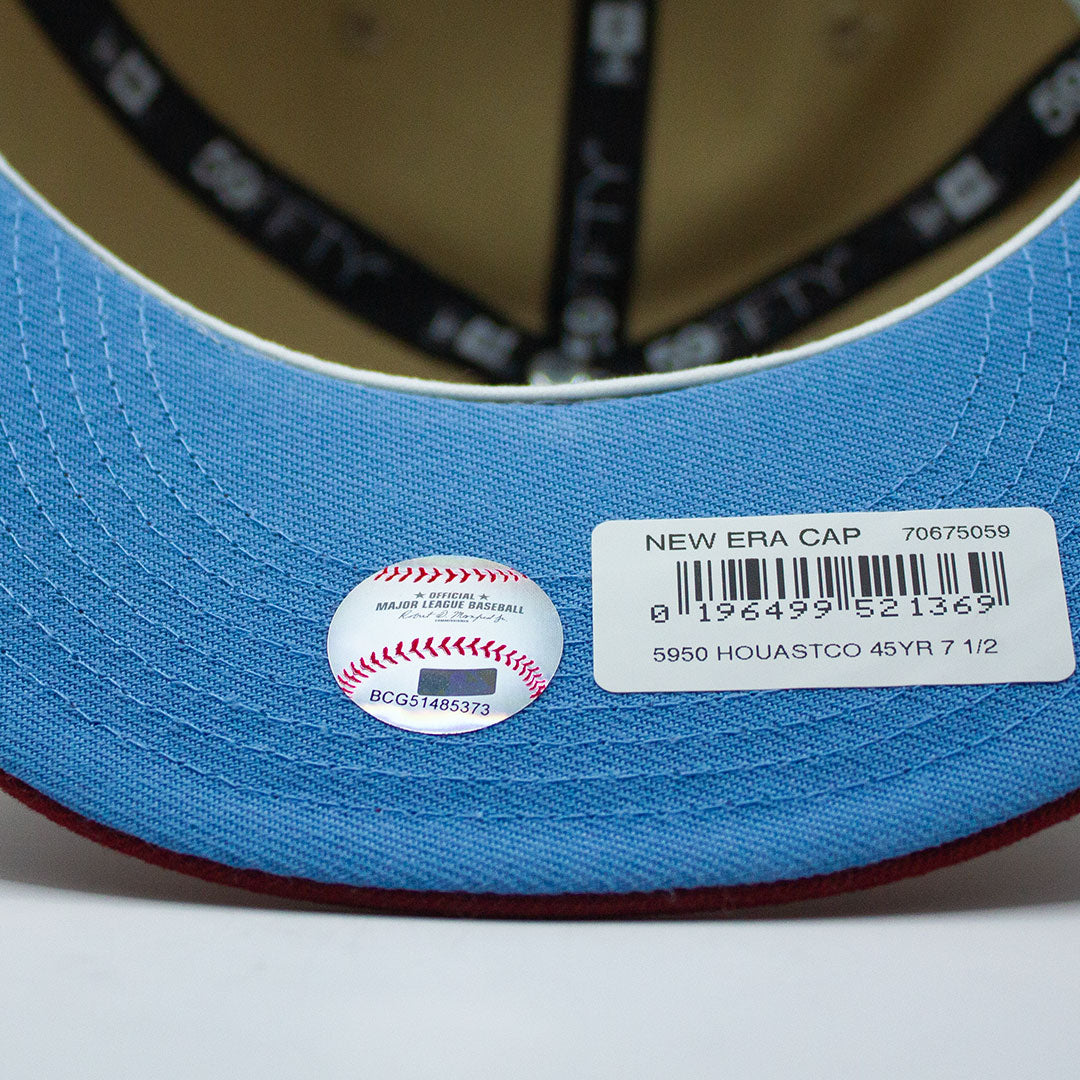 NEW ERA 59FIFTY HOUSTON ASTROS 45TH ANNIVERSARY PATCH HAT - TAN BROWN, BABY BLUE & RED