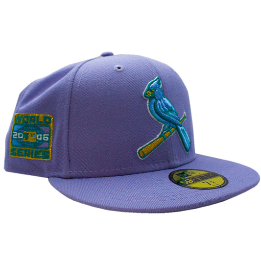 NEW ERA ST. LOUIS CARDINALS 2006 WORLD SERIES SIDE PATCH LAVENDER & TEAL