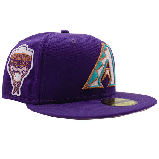 NEW ERA ARIZONA DIAMOND BACKS 1998 INAUGURAL SIDE PATCH PURPLE & PINK