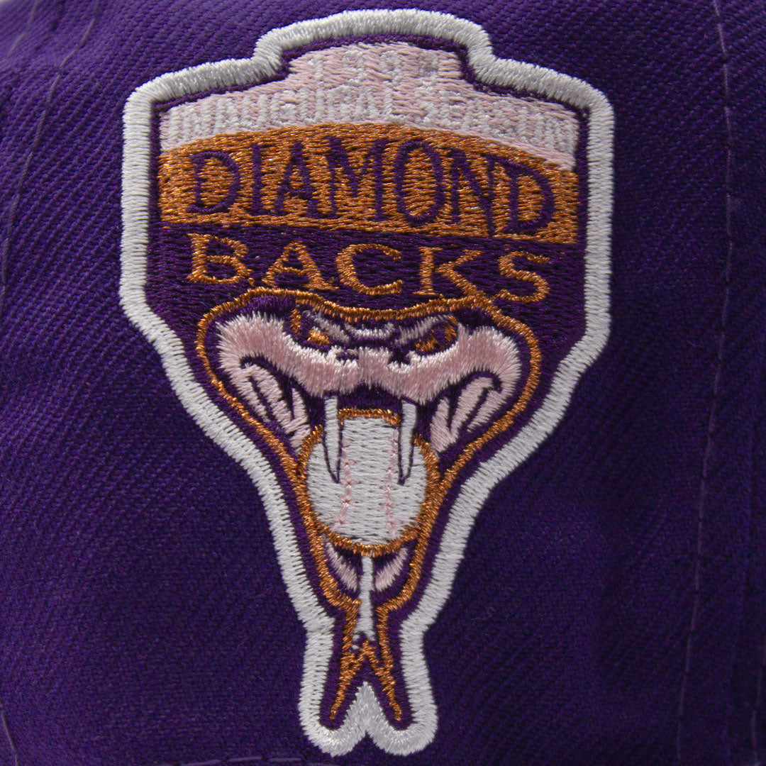 NEW ERA ARIZONA DIAMOND BACKS 1998 INAUGURAL SIDE PATCH PURPLE & PINK