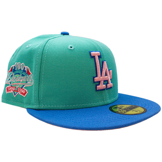 NEW ERA LOS ANGELES DODGERS 100TH ANNIVERARY SIDE PATCH AQUA & PASTEL BLUE