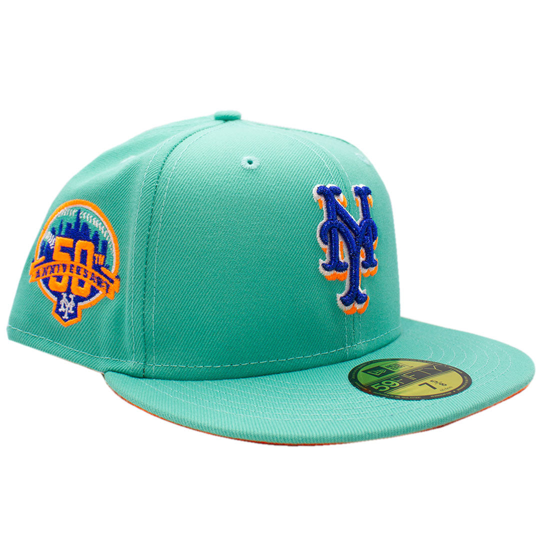 NEW ERA NEW YORK METS 50TH ANNIVERARY SIDE PATCH AQUA & NEON ORANGE