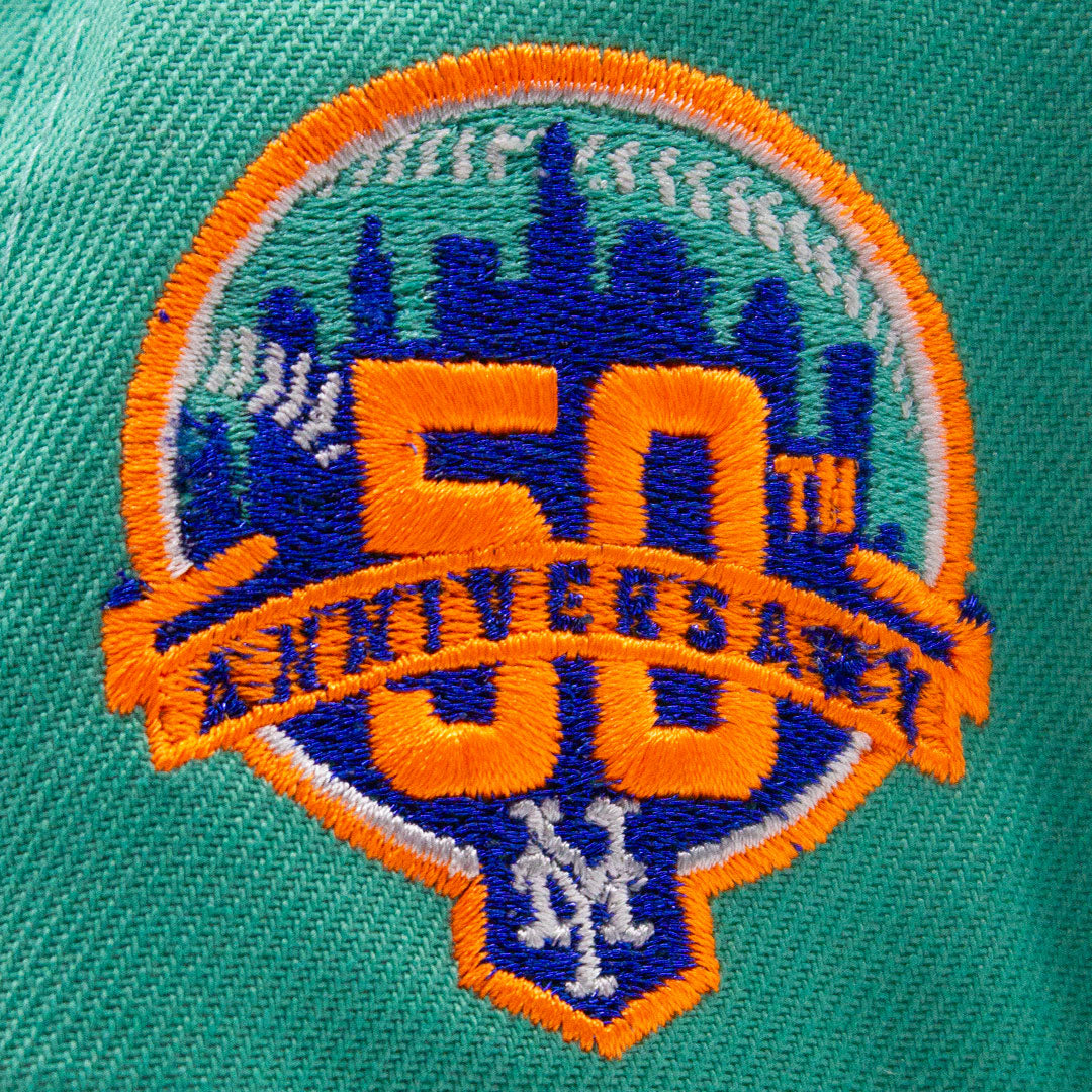 NEW ERA NEW YORK METS 50TH ANNIVERARY SIDE PATCH AQUA & NEON ORANGE