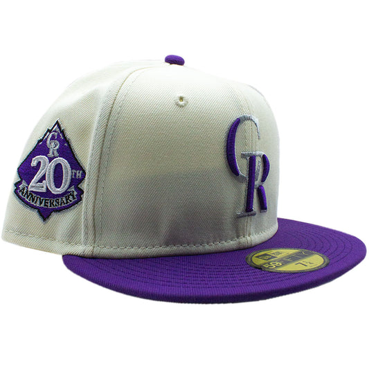 NEW ERA COLORADO ROCKIES 20TH ANNIVERSARY SIDE PATCH WHITE & PURPLE