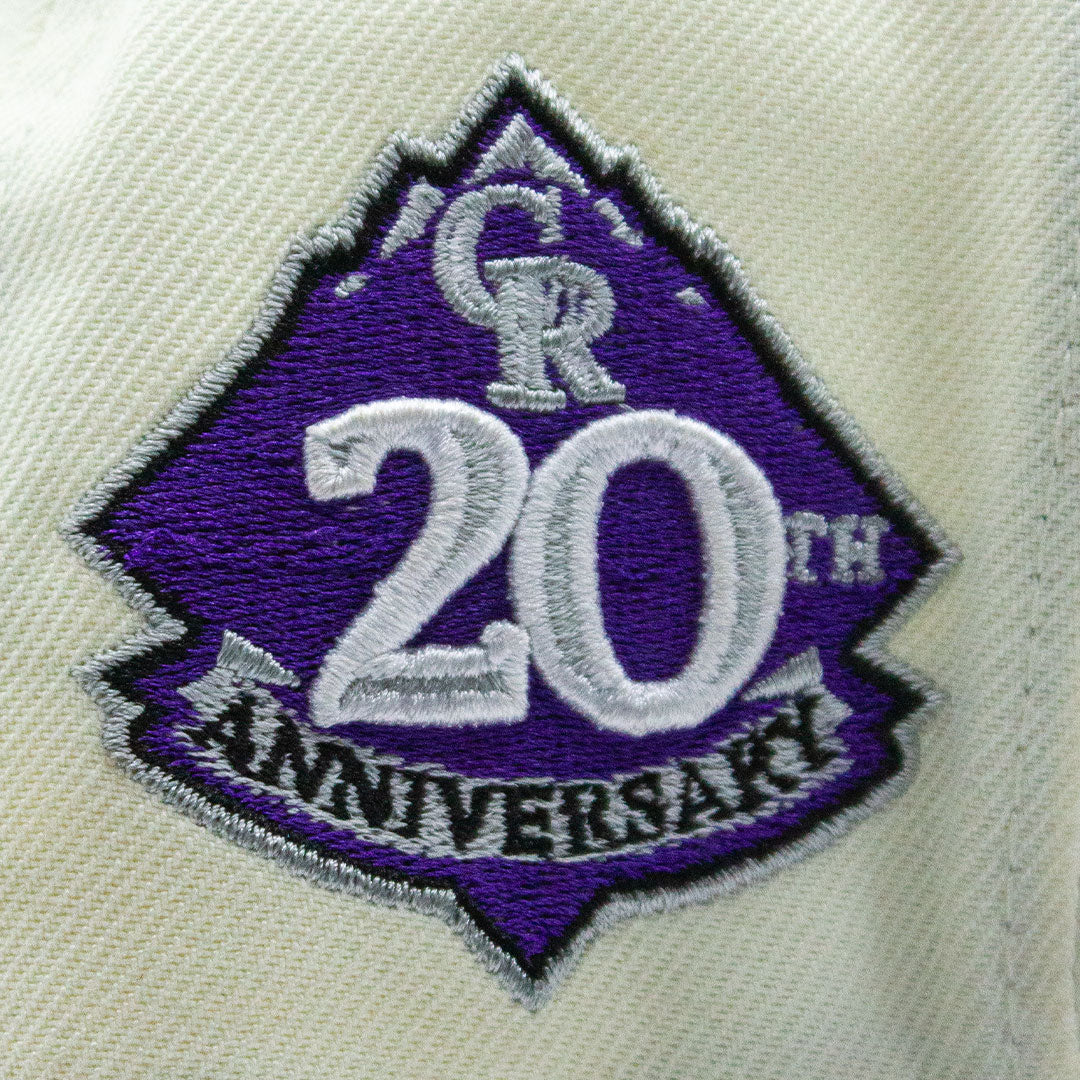 NEW ERA COLORADO ROCKIES 20TH ANNIVERSARY SIDE PATCH WHITE & PURPLE